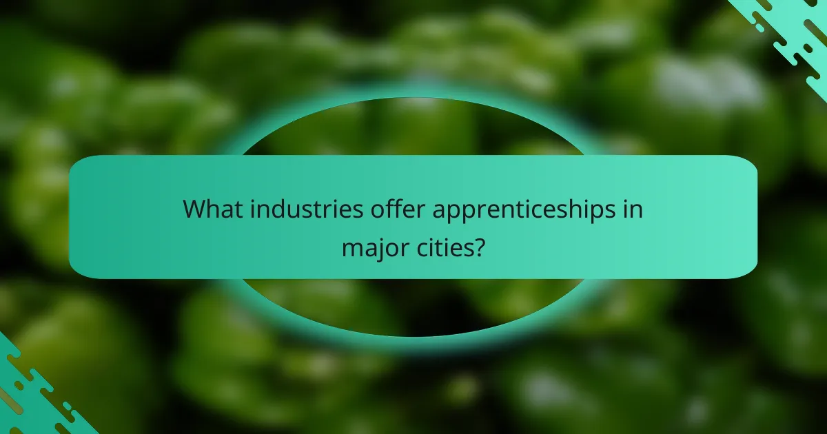 What industries offer apprenticeships in major cities?